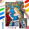 Princess and Prince Stained Glass Oil Painting by Numbers Art Kit. Handmade Diy Painting Home Decoration Gifts