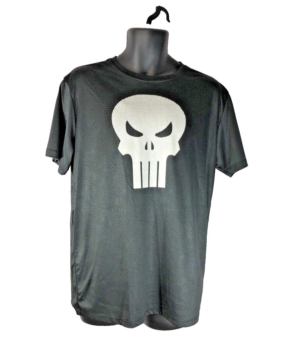 Marvel The Punisher Skull T-Shirt Men s Size Large Black Short Sleeve Polyester S разноцветный