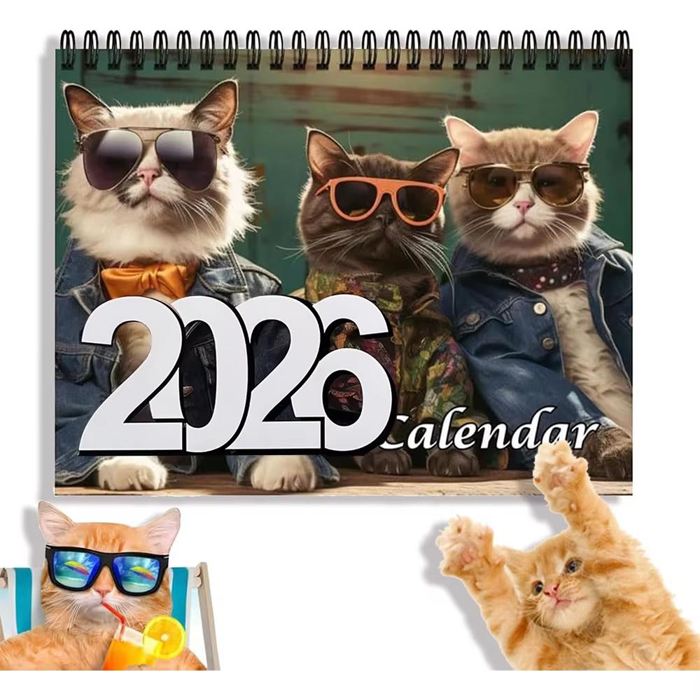 2026 Cat Calendar 2026 Cat Themed Calendar Monthly Holiday Planning Reminder Tool Suitable for Bedrooms and Studies