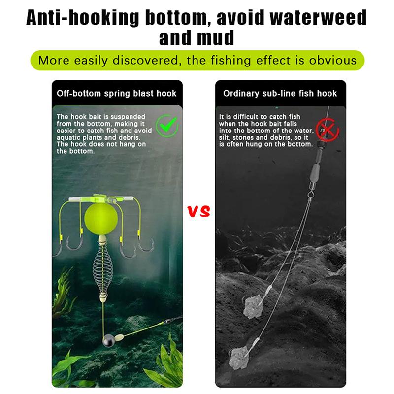 1Pc Fishing Bait Cage Carbon Steel String Hook Fishing Set Anti Winding Bait Cage Float Line Group Feeder Sinker Fishing Tackle