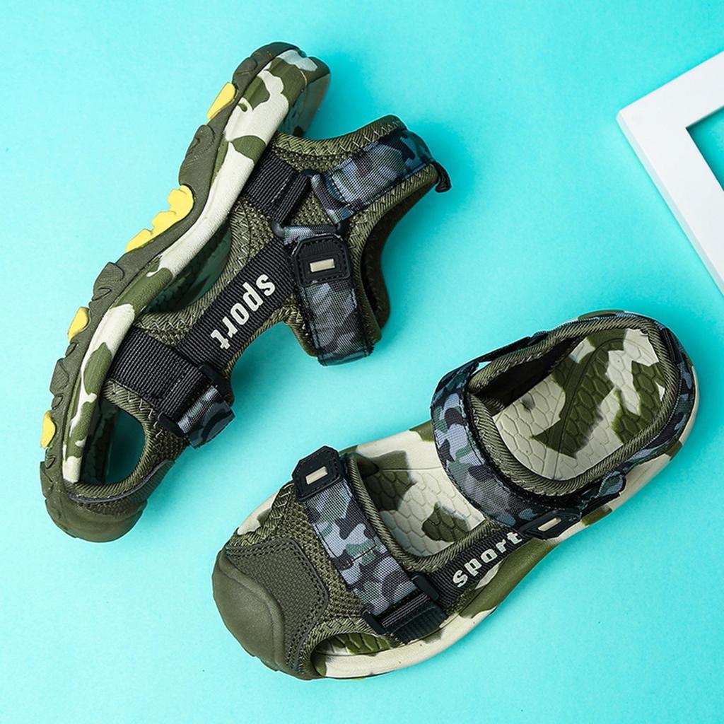 Summer Sport Sandals For Children's 5-15 Years Boys Breathable Anti-Slip Beach Shoes Girls Outdoor Anti-Bump Closed Toe Sandails