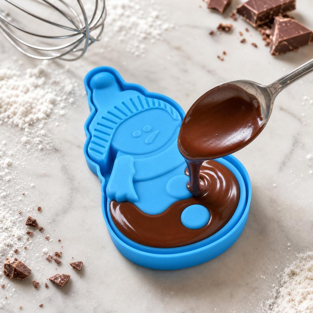 Schneemann Silikonform Kreative Kuchen Keks Pudding Schokolade Form Flexible Antihaft Backform für Feiertagsdesserts und Bastelarbeiten