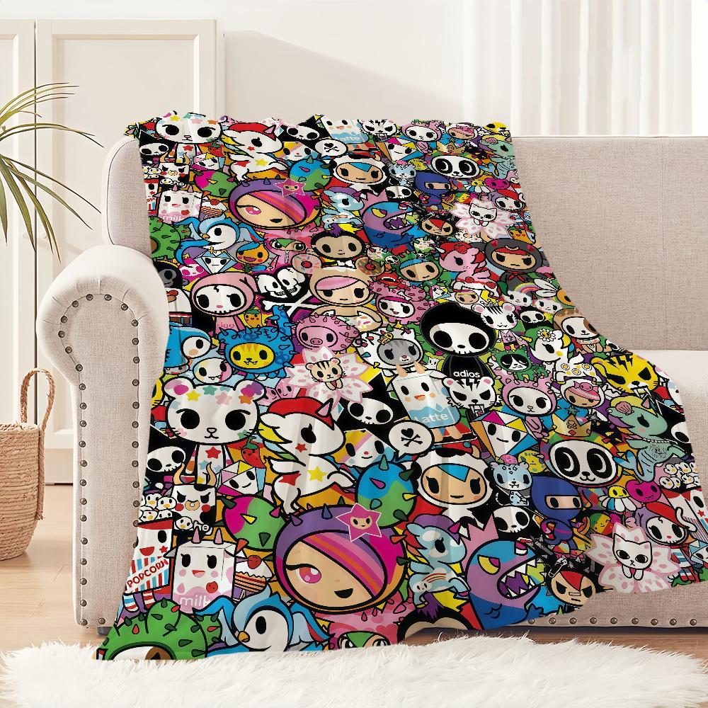 cool cartoon kawaii funny art T-Tokidoki Flannel warm soft plush blanket sofa living room hogar office bedroom travel gift home