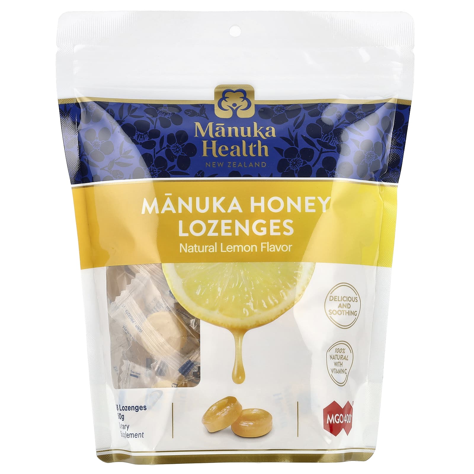 

Manuka Honey Lozenges, Natural Lemon Flavor, 58 Lozenges