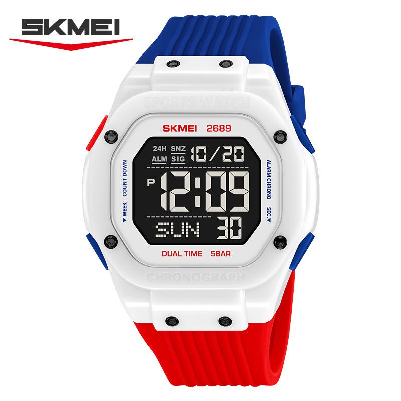 SKMEI 2689 Fashion Dynamic Student's Digital Watch Silicone Strap Waterproof Multifunction Sporty Student Electronic Watch Gift