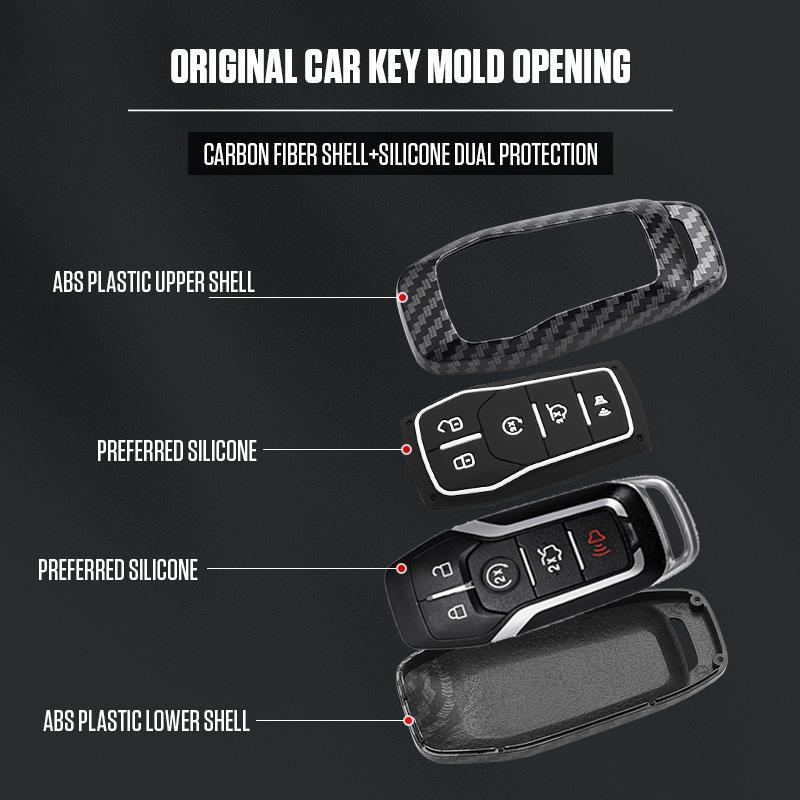 Interior Mouldings Car Key Cover Case For Ford Fusion Mondeo Mustang F-150 Explorer Edge 2015 2016 2017 2018 Car Key Protection