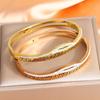 European Hot-Selling Elegant Diamond Titanium Steel Women's Bangle with Meander Pattern