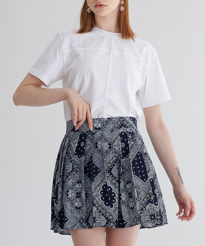Fry Height Natural Material Paisley Skirt (Navy)