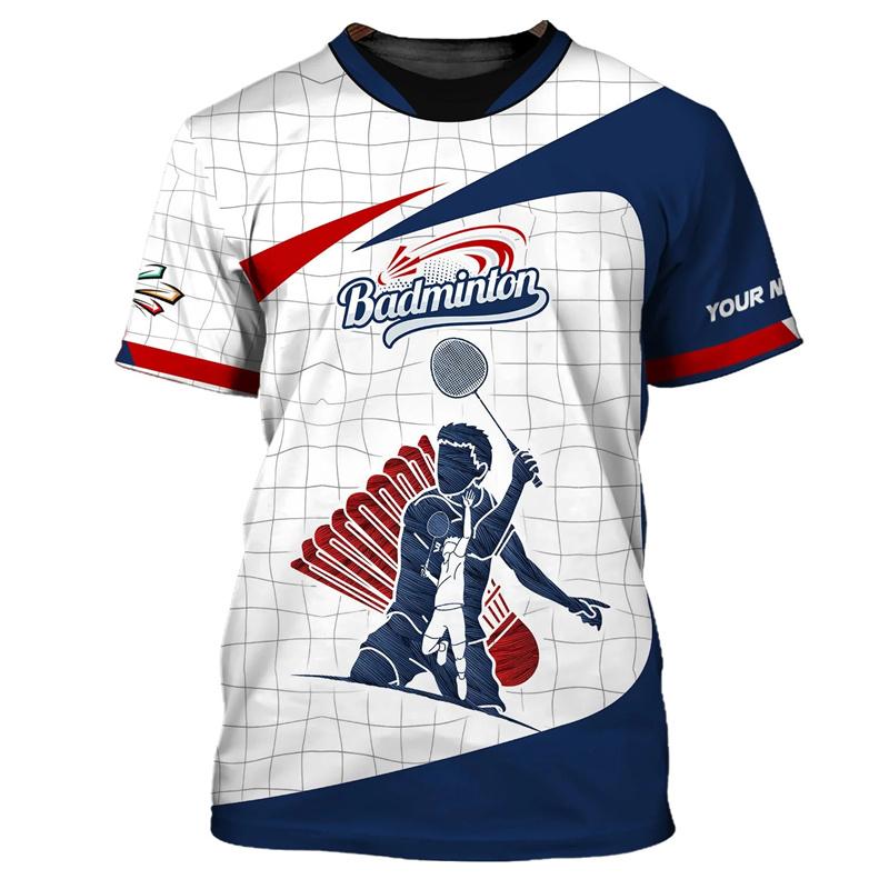 Badminton Sport T-shirt Men's Clothing Cool Novel 3D Print Sports Quick Dry Short Sleeve T Shirts Summer Gym Fitness Custom Tee