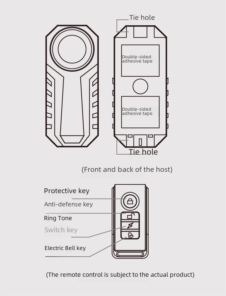 Alarme Remoto Antifurto para Bicicleta Elétrica Preta com Sensor de Vibração Sem Fio