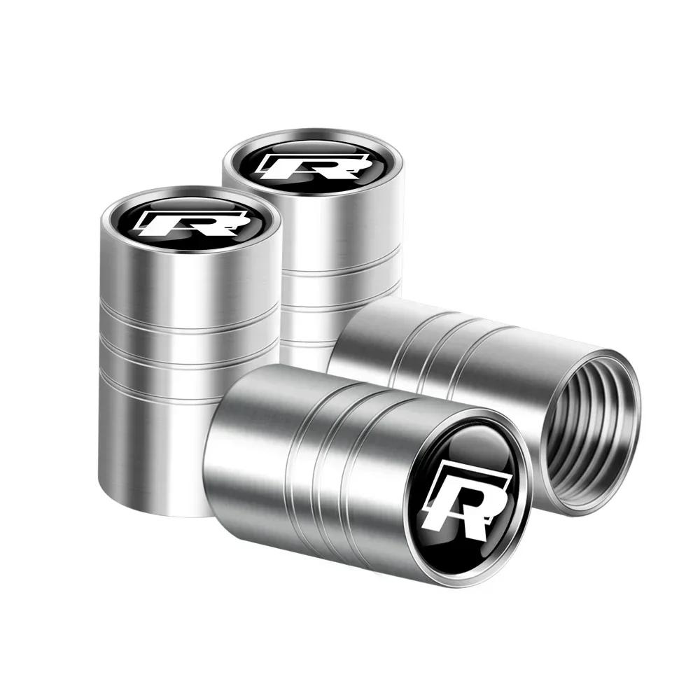 T23-For Volkswagen VW GTI R Golf 5 7 6 4 Polo Tiguan Passat Jetta Lavida Car Styling 3D Metal Wheel Tire Valve Stem Caps Accessories