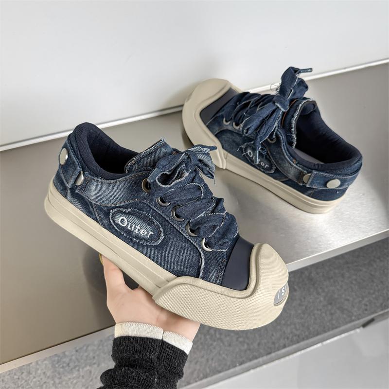 Men's Trendy Canvas Shoes Breathable and Casual for Autumn, Low Cut and Thick Soled Board Shoes with Fashionable Men's for Men