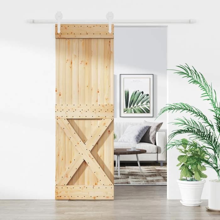 VidaXL Porte coulissante et kit de quincaillerie 70x210 cm pin massif, porte intérieure, porte de grange intérieure 3203266