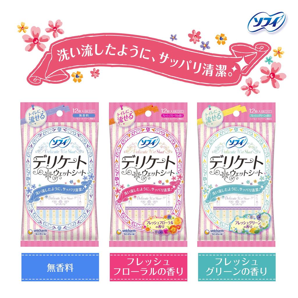 Sofy Delicate Wet Flushable 6 Sheets X 2 Packs Type,