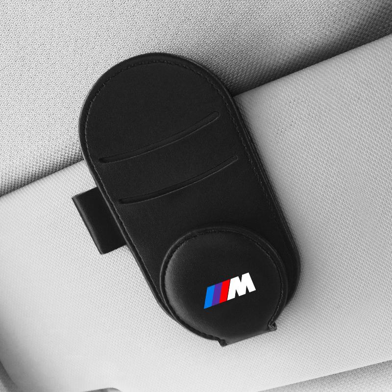 Leather M LOGO Car Glasses Clip Sun Visor Multi-function Sunglasses Clip For BMW M Performance M3 M5 M6 F20 F10 F13 X7 X3 X4 X5 X6 3 4 5 6 7 Series