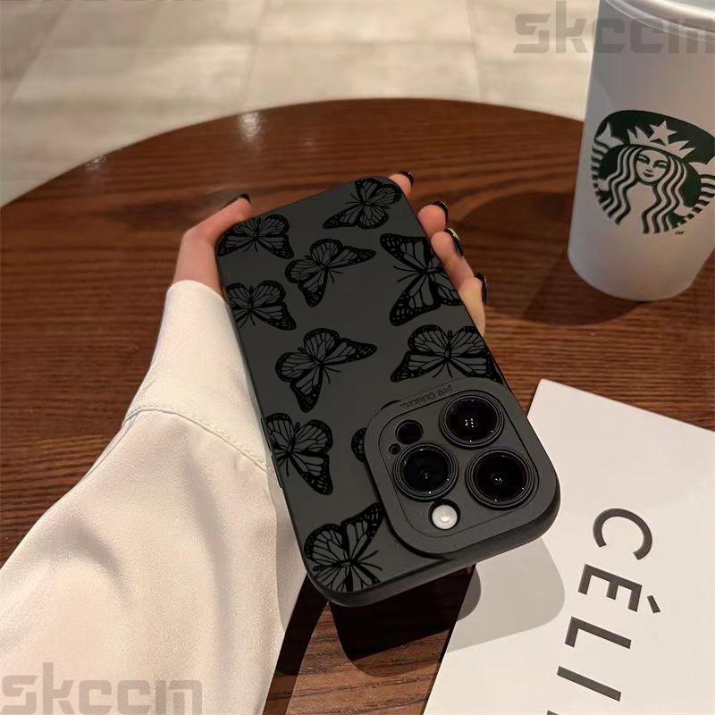 Black Butterfly Pattern Phone Case For iPhone 16 15 14 13 12 11 Pro Max Mini 7 8 Plus XS XR X Shockproof Silicone Soft Cover