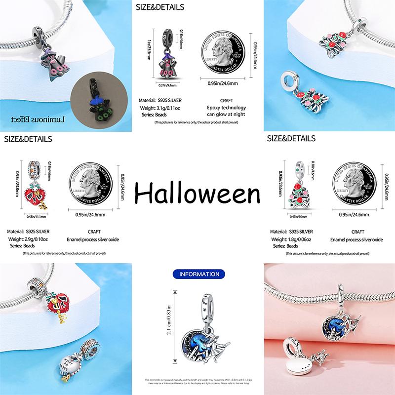 copper Charm Bead Charms Bead Charms Halloween Pumpkin Skull Collection Dangle Compatible With Authentic Bracelets Necklaces Women Do It Yourself Jewe