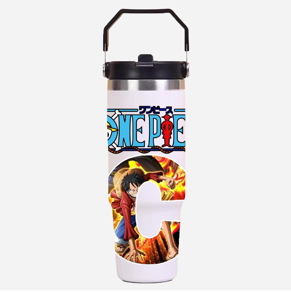 30oz Anime A-Z English Letter Printed Simple Solid Color Stainless Steel Thermos Water Cup Thermal Insulation Cold Ice Cup