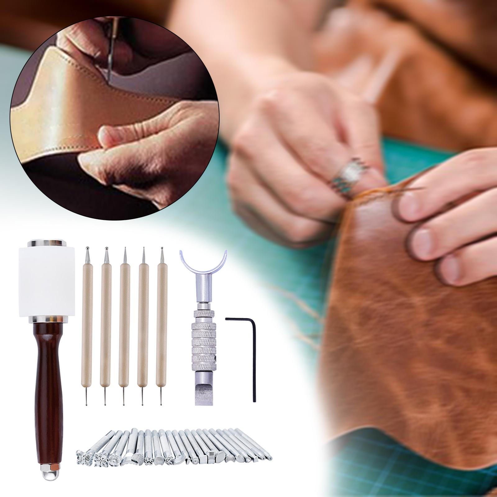 27PCS Leather Stamping Tool, Carving Working Saddle Making Tools, DIY Craft Stamps