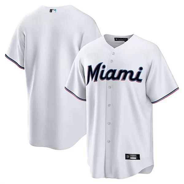 Fully Embroidered Miami Marlins Men s Blank Jersey Cardigan Baseball Uniform XL, 105KG белый