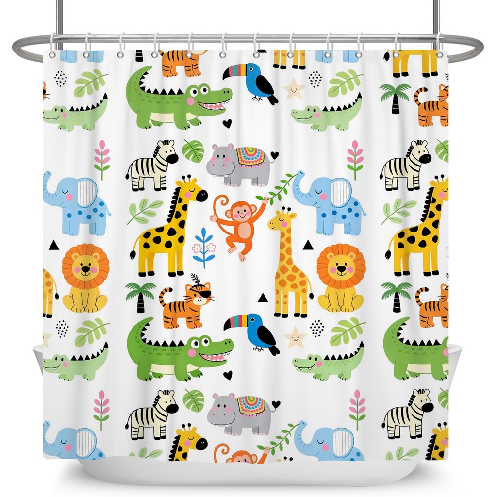 Cartoon Animal Alphabet Shower Curtain For Kids Abc Educational Learning Tools Baby Girls Boys Colourful Bath Curtain Bathroom