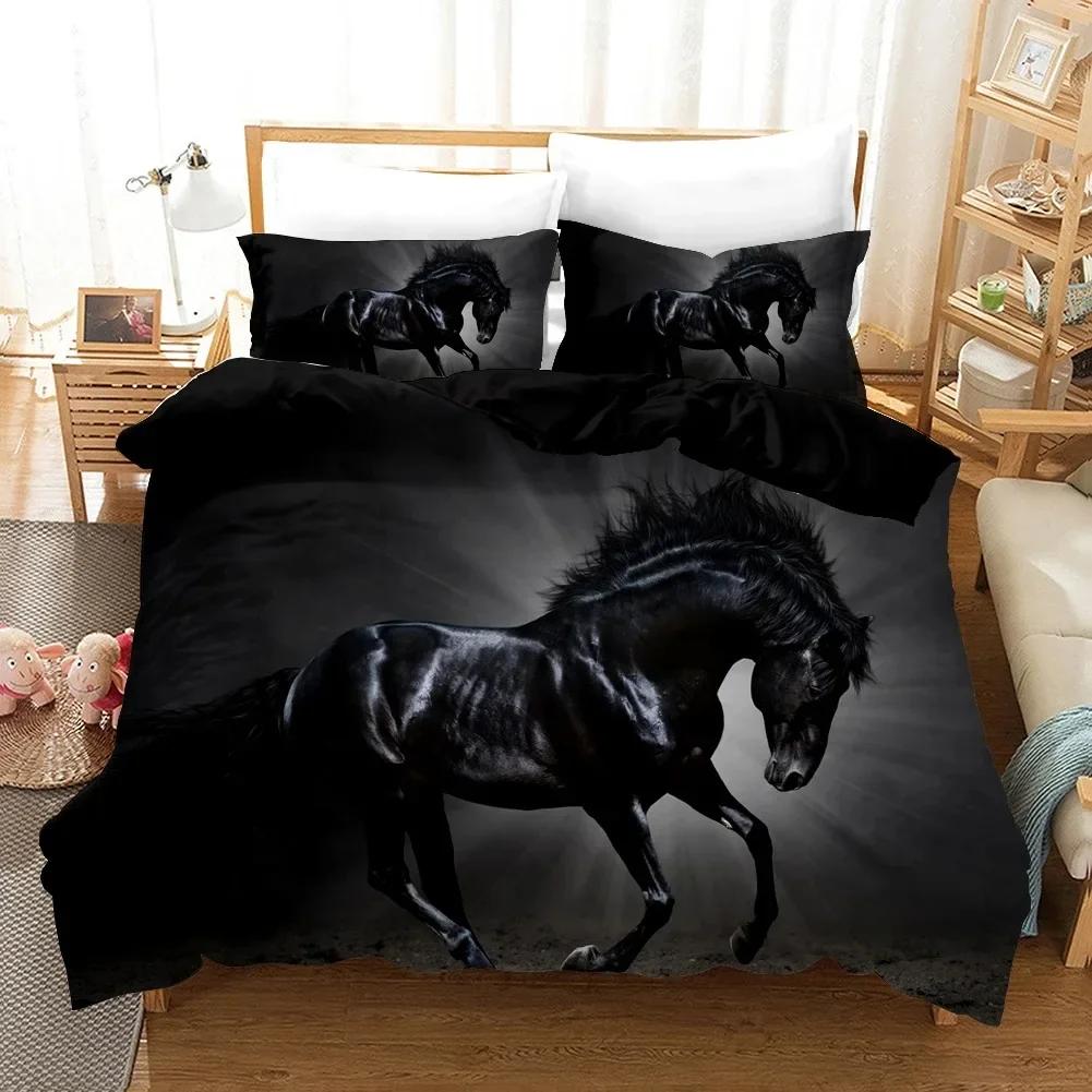 Running Horses Comfortable Duvet Quilt Cover Pillowcase Bedding Set Children Bedroom Decoration Home Textile