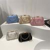 Luxury Polyester Fiber Evening Bags Rhinestone Chain Banquet Bag Clutch Handbag Women