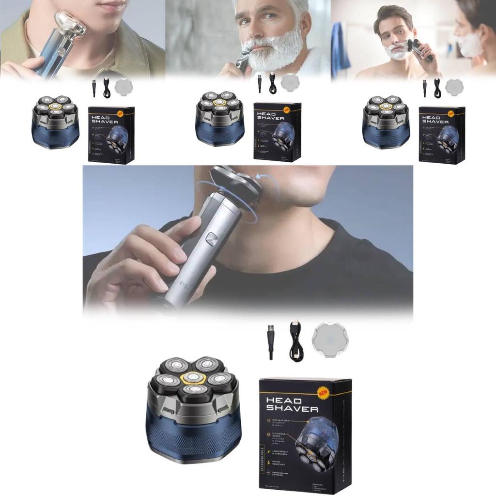 Electric Shaver With Magnetic Rotation Heads Rechargeable For Men Grooming
