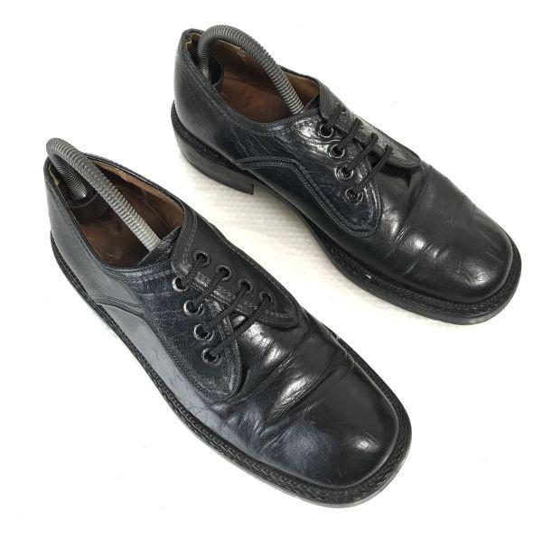 West Germany 70s-80s? Vintage obermain Leather Plain Toe 8 / 26.5cm / Black Business Dress Shoes(USED)