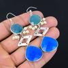 Sisters Day Deal 925 Silver Blue Sapphire Gemstone Drop Dangle Birthday Earrings