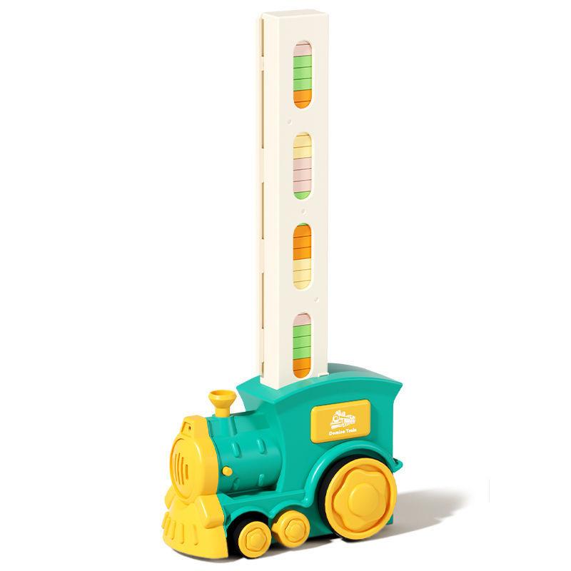 Dominoes Small Train Automatic Card Release Car Building Blocks Electric Educational Children's Toys Boys And Girls Gift