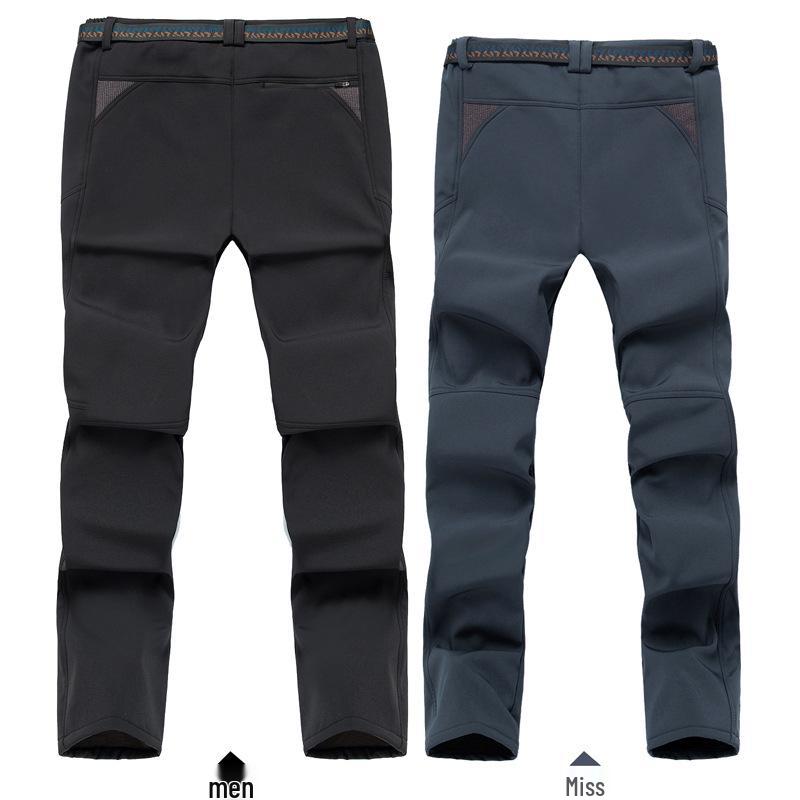 Men's and Women's Plus Size Slim Fit Fleece-Lined Waterproof Windproof Winter Mountaineering Pants