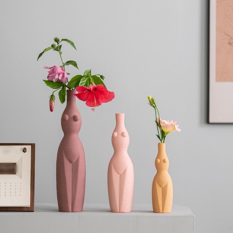 Exotic Human Body Creative Ceramic Vase Trendy Fashion Small Fresh Desktop Ornament Light Luxury Home Decoration