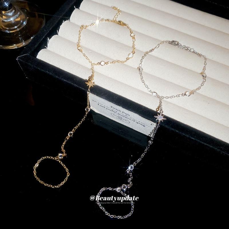 Zircon Mangxing integrated bracelet ring, cold wind bracelet, light luxury and high-end jewelry for women