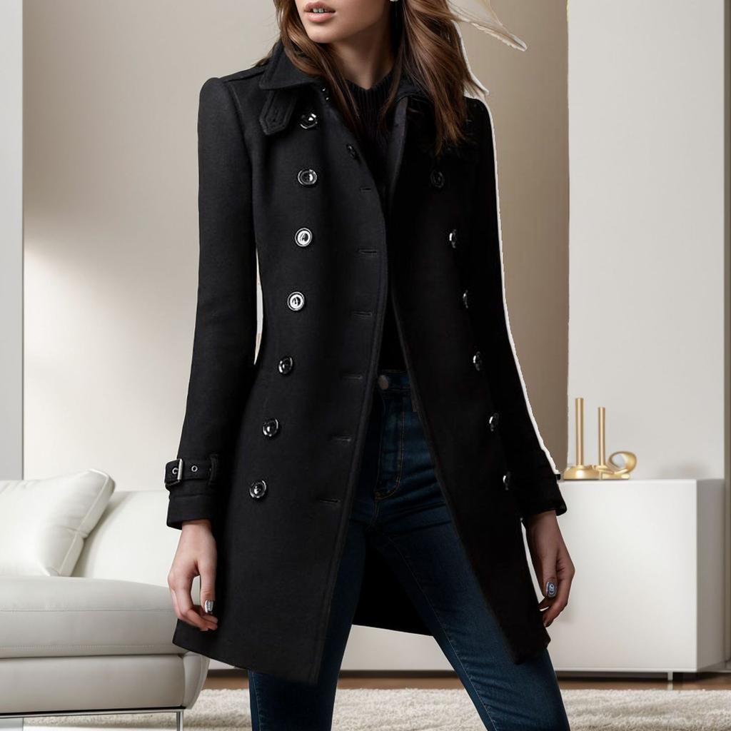 Autumn and Winter Woolen Coat Women's Double-breasted Casual Nizi Jacket Woolen Women's Clothing