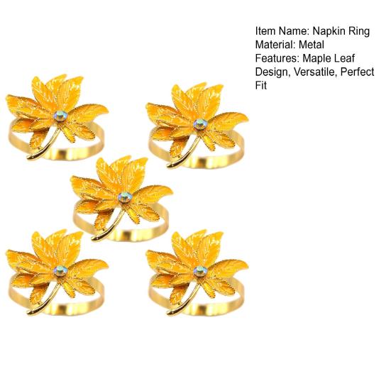 5 Pcs Napkin Rings Maple Leaf Design Napkin Holders Anti-Oxidation Decorative
