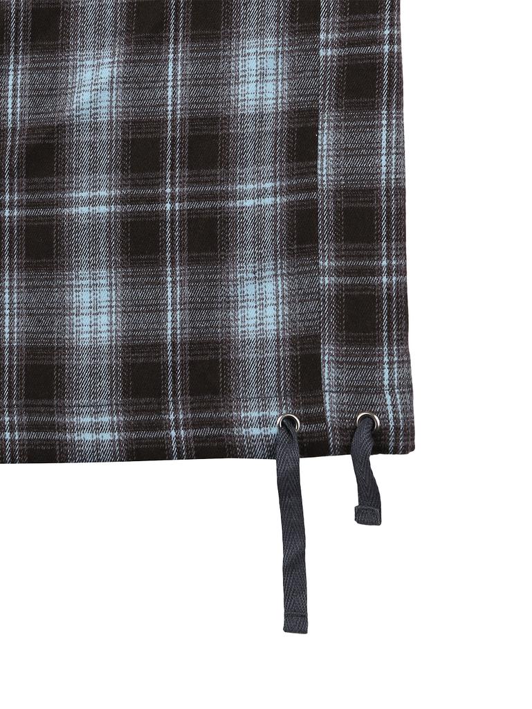 Tuomio Frill Layered Check Pants [Blue]
