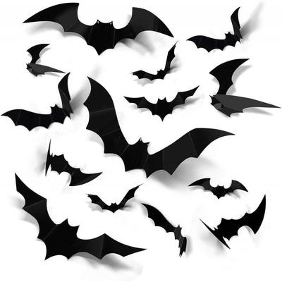 3D Schwarze Spinne & Fledermaus Halloween Wandaufkleber - Partydekorationen & Szenenarrangement