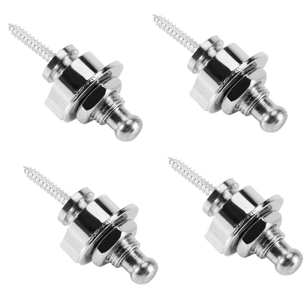 Bestgle 4 Piece Guitar Strap Lock Pin Silver Metal Electric Guitar Strap Pin Silver Musical Instrument Electric Guitar Bass Strap Lock Pin Guitar