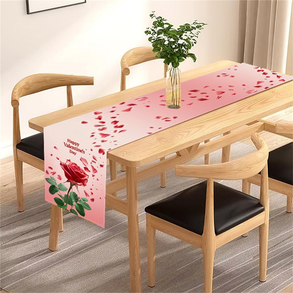 Růžový Lněný Stolní Běžec Valentýnská Stolní Dekorace Ubrus Polštář Ubrus Domácí Textil
