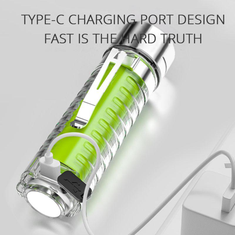 Led Mini Flashlight 3800lm Built-in 1800mah Lithium Battery Multifunctional Super Bright Working
