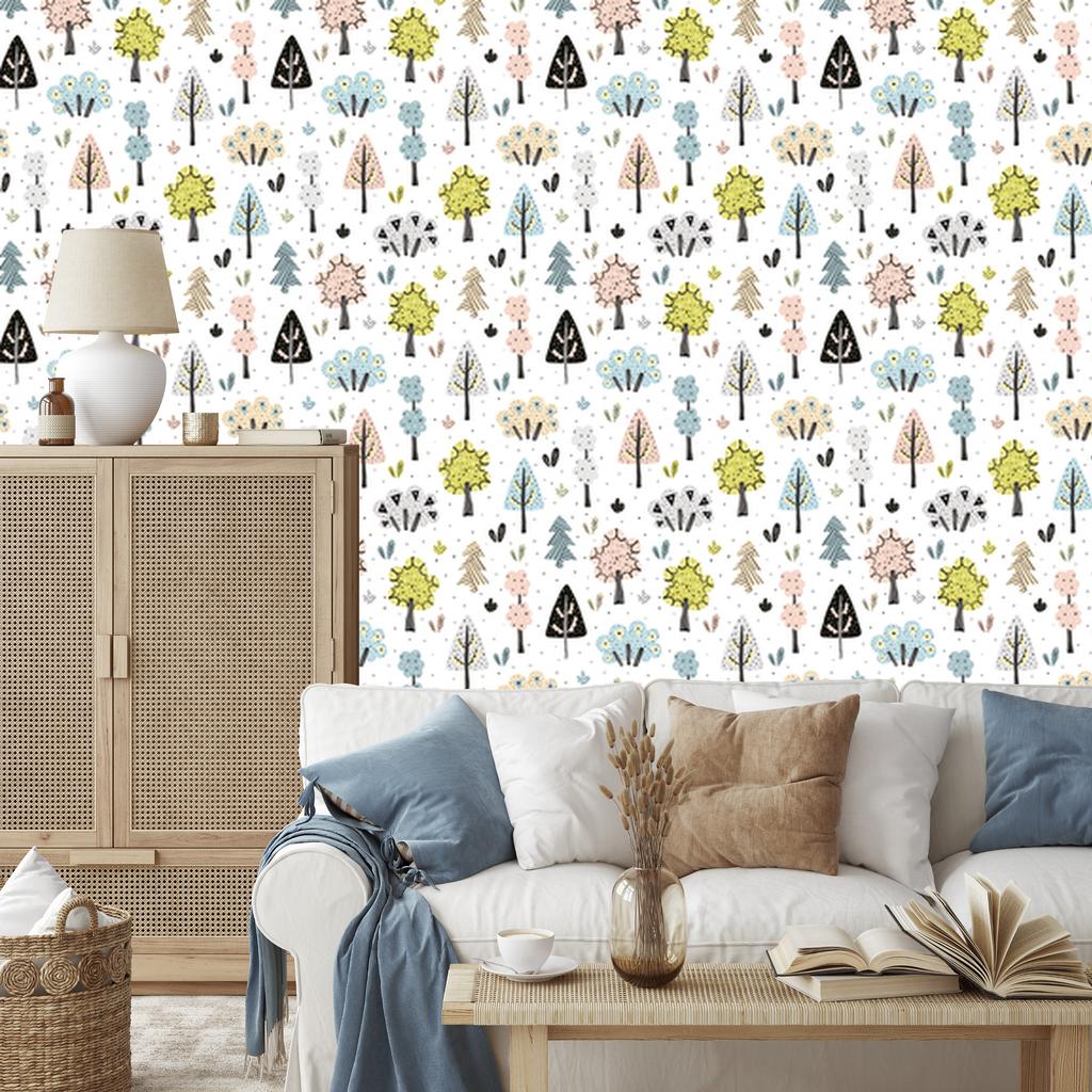 Beautiful Forest Wallpaper In Scandinavian Style for Living Room and Bedroom 50x1000