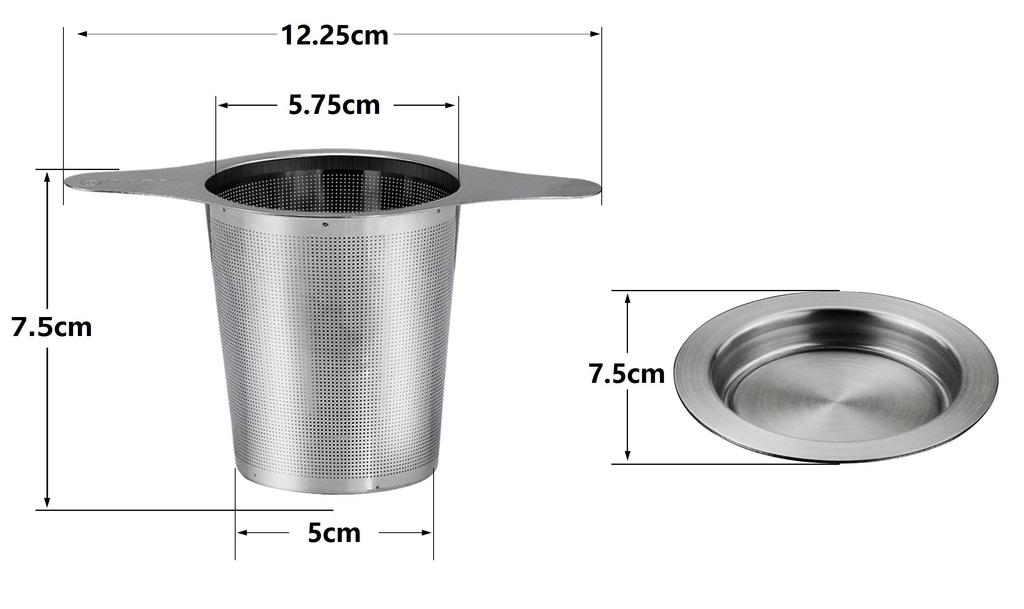Ipow Tea Strainer, Stainless Steel, Deep Tea Strainer for Mugs, Cups, and Pots, with Dual Handles and Lid