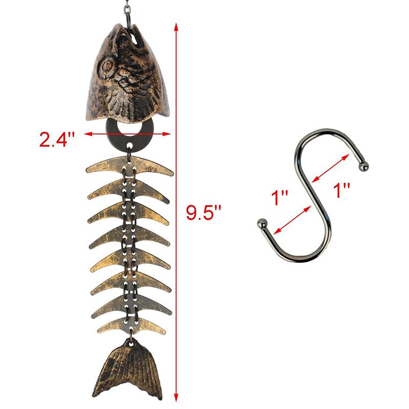 Dış Mekan Rahatlatıcı Melodiler Bahçe Ev Avlu Veranda Asılı Dekor Balık Kılçığı Dökme Demir Rüzgar Çanları Retro Metal Rüzgar Çanları