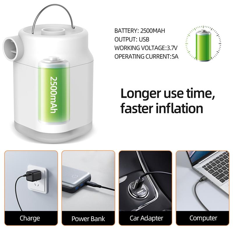 NEW-Portable Compressors MINI Wireless Tyre Inflator Air Compressor For Car Bike Ball With Power Bank LED Light