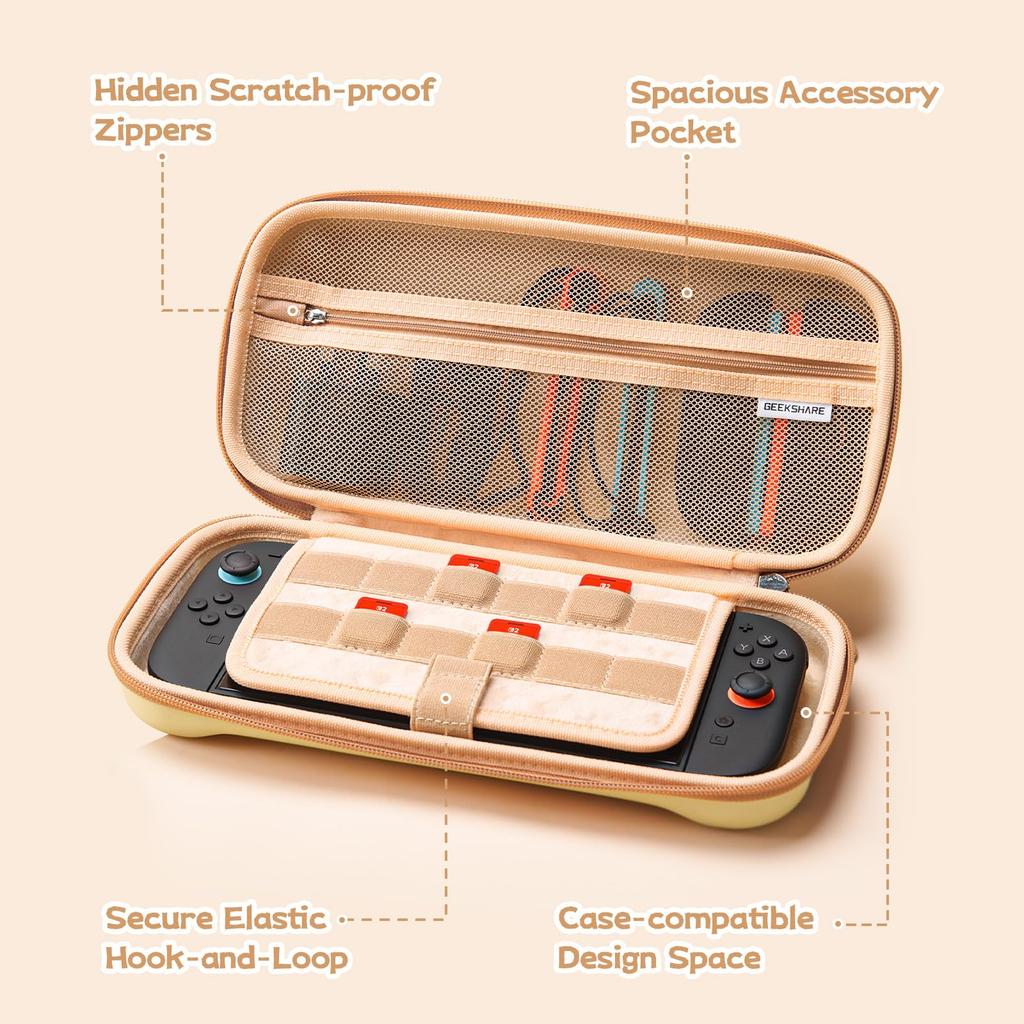 GeekShare Switch 2 Compatible with Nintendo Switch 2025 OLED Switch Storage Nintendo Switch and Earphone Full Thick Design for Birthday Cat Ear Design