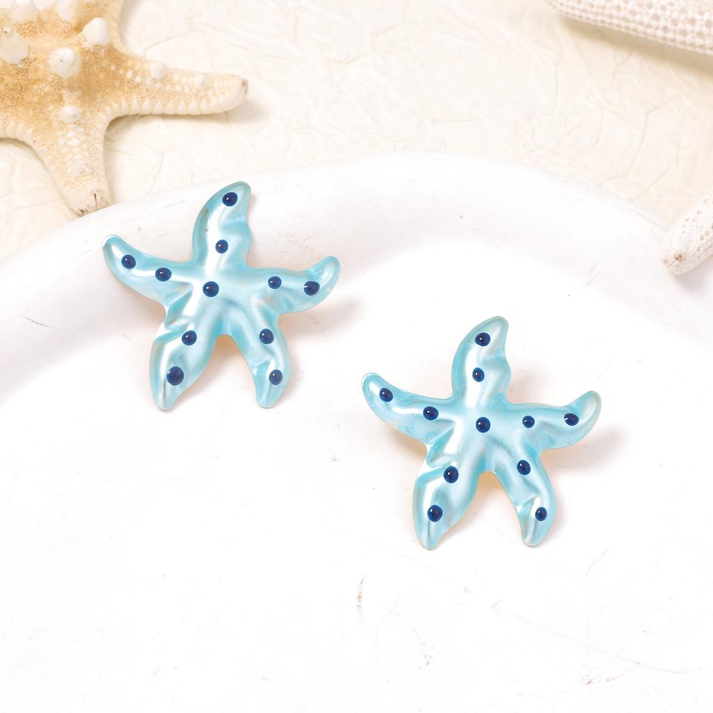 Colorful Drop Oil Simple Metal Geometric Starfish Earrings for Women Ocean Leisure Style Exquisite Earrings Jewelry Accessories