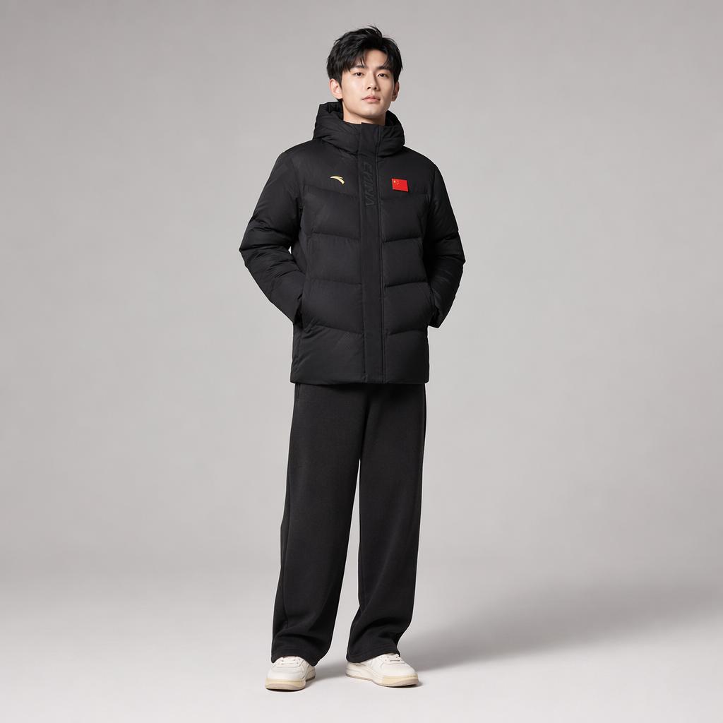 Anta Simple Fashion Casual Versatile Hooded Zipper Short Down Jacket Men Outerwear 452540108-2