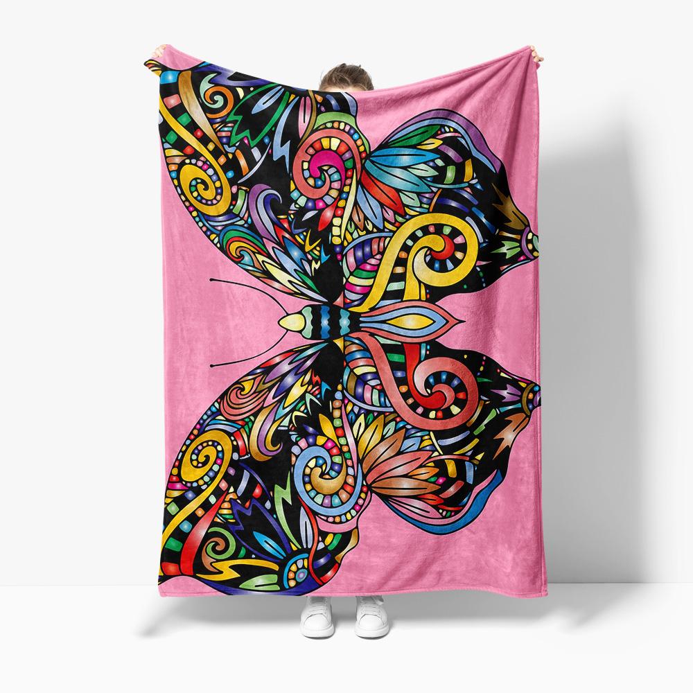 Colorful Paisley Floral Print Blanket Soft Fleece Throw Blanket for Women Girls Kids Gift Decorative Bed Blanket 75x100cm