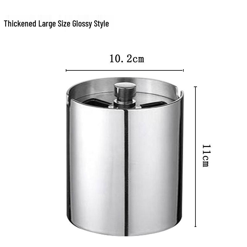 Seiko Stainless Steel Ashtray with Lid - Creative, Thickened Design for Home, Car, or Cafe Use